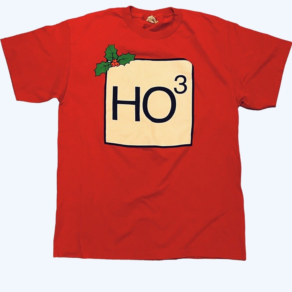 Men's Ho3 Ho Ho Ho Red Christmas Santa Tee Shirt Size Large
